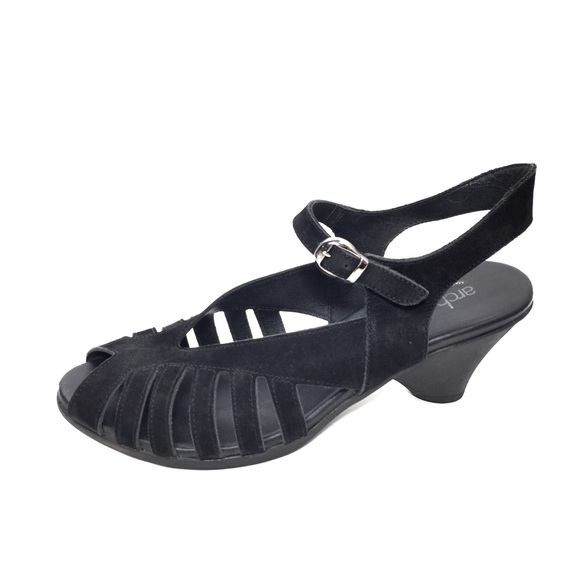 Arche Black Nubuck Strappy Heeled Sandals - Picture 8 of 12